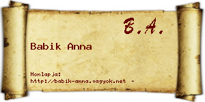 Babik Anna névjegykártya